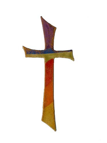Kreuz Regenbogen/gold, 16 cm