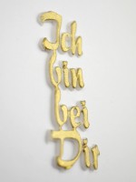 Schriftzug Ich bin bei Dir aus Wachs in gold Schriftzug Ich bin bei Dir aus Wachs in gold
