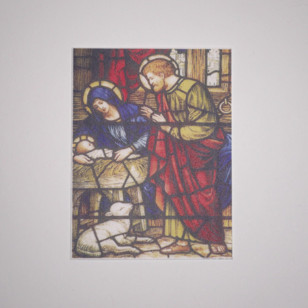 Wachsbild Maria und Josef mit Kind in Krippe