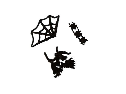 Wachsverzierung Spinnen und Hexe