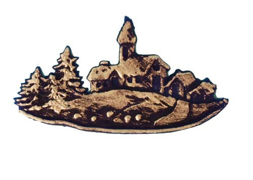 Dorf im Schnee, royalblau/silber, 8 cm
