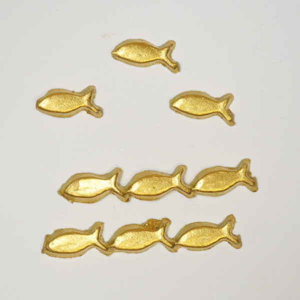 Fische klein gold 1 cm aus Wachs für Kerzen