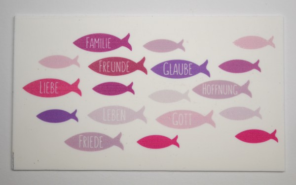 Wachsbild Fische, Familie Hoffnung Glaube Gott, pink