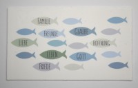 Wachsbild Fische, Familie Hoffnung Glaube Gott, blau Wachsbild Fische, Familie Hoffnung Glaube Gott, blau