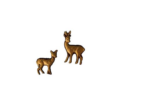 Hirsch 3,5 cm und Reh 2,8 cm gold/braun